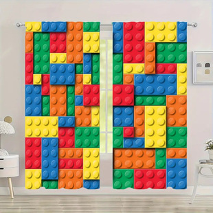 Decorative Style Cross-Border Curtain Fabric for Home Breathable Curtain Lego Cartoon Modern Simple Style Soft Curtain Fabric