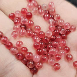 红碧玺圆珠玉石散珠石榴红石英岩玉4毫米手链项链饰品配件手工珠