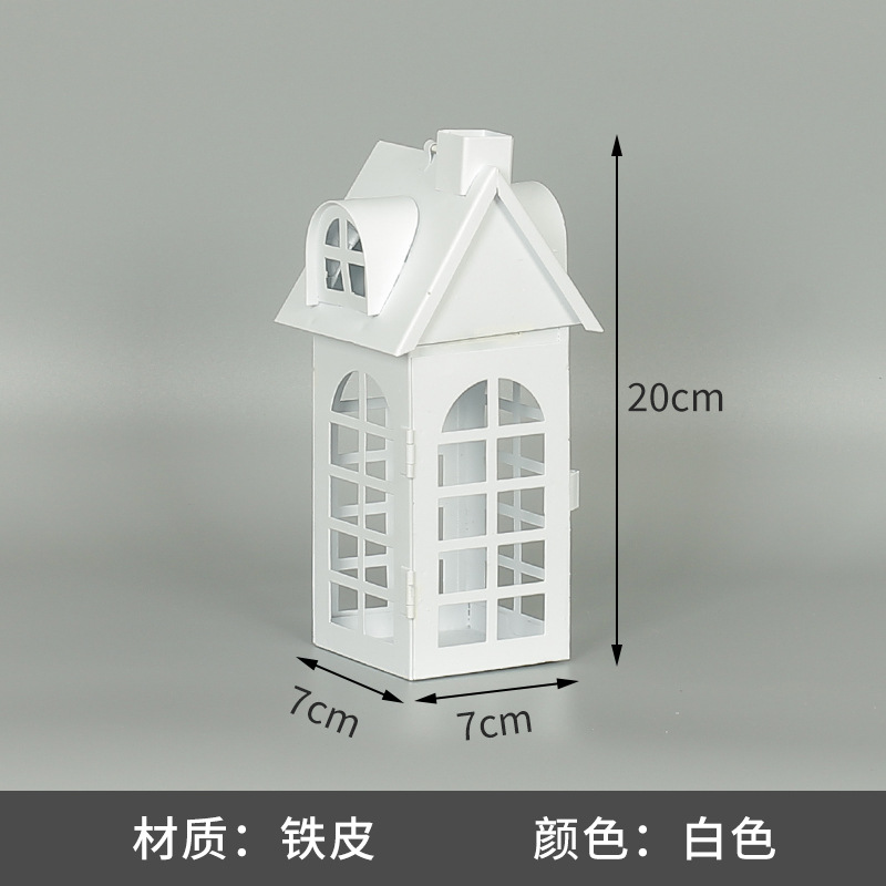 Blanco boda candelabro linterna boda carretera plomo accesorios atmósfera lámpara Marruecos viento lámpara decoración a prueba de viento vela pantalla