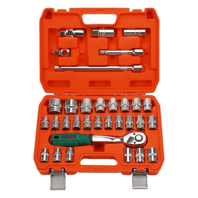 46-216 piece complete set of socket tools, large, medium and small 72-tooth ratchet wrench sockets, various combinations for auto repair (Mühərrik tənzimləmə alətləri) - 32-piece-set-with-72-tooth-mirror-finish