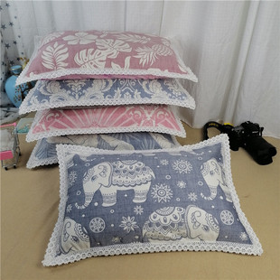 Long-staple cotton pillowcase factory wholesale three-layer cotton yarn pillowcase Internet celebrity pillow running rivers and lakes fair stall pillow
