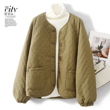 实拍现货2025秋冬季新款棉麻复古宽松显瘦保暖夹棉棉衣开衫外套女