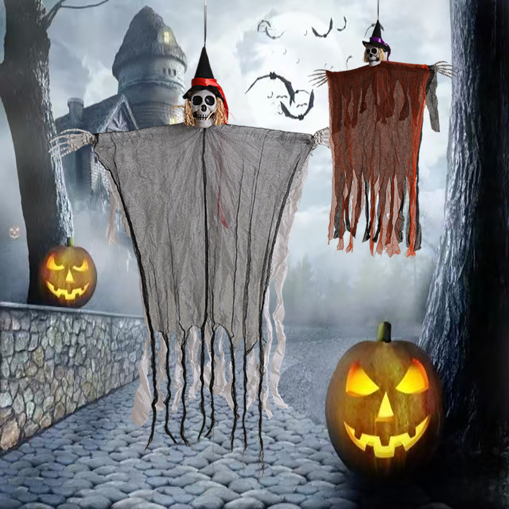 Halloween transfronterizo, fantasma colgante, calavera, gasa, espantapájaros, casa embrujada masculina, decoración de entrada, accesorios de decoración
