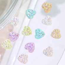 跨境新款极光冰透美甲饰品网红冰糖爱心美甲贴钻矿石爱心树脂饰品
