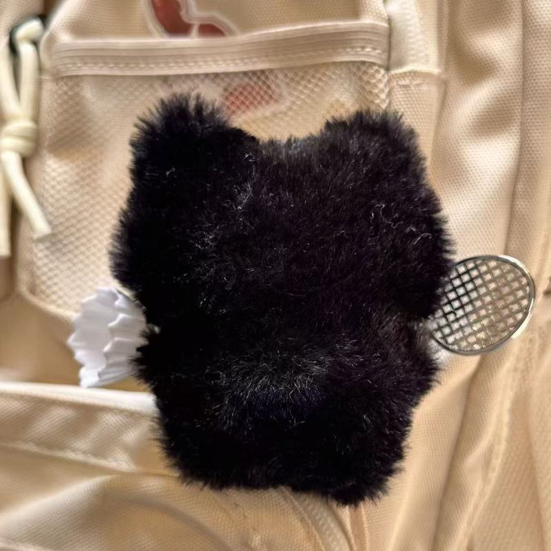 新しい小さな黒猫人形バドミントンペンダントボールセット限定人形バッグペンダントカップルキーホルダー|undefined