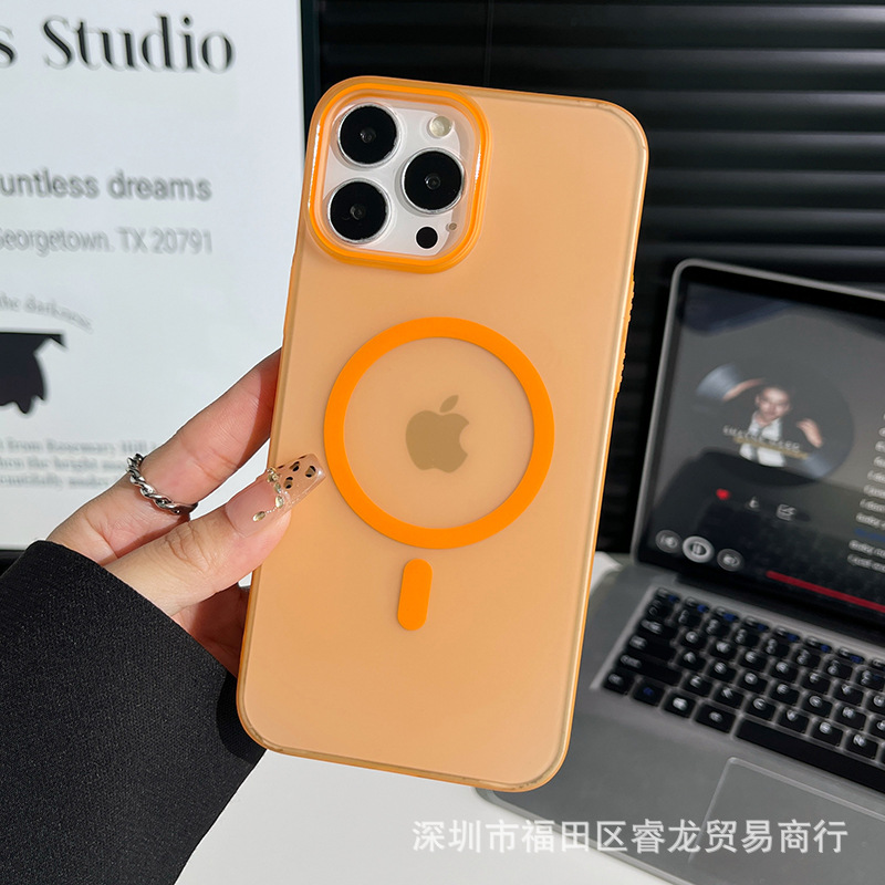 Funda para teléfono móvil iPhone16ProMax 16E estuche protector Apple 15pro esmerilado magnético 14 translúcido 13