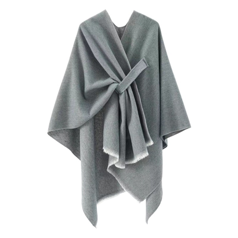 Capa de punto de imitación de cachemira de alta gama, estilo étnico, color sólido, a rayas, chal liso, capa decorativa