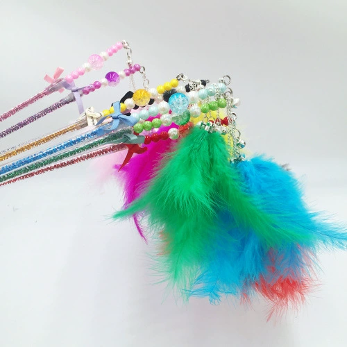 Игрушка для кошек Evanity Пушистое перо Шелковая акриловая игрушка для кошек Длинная штанга Красочная игрушка для кошек