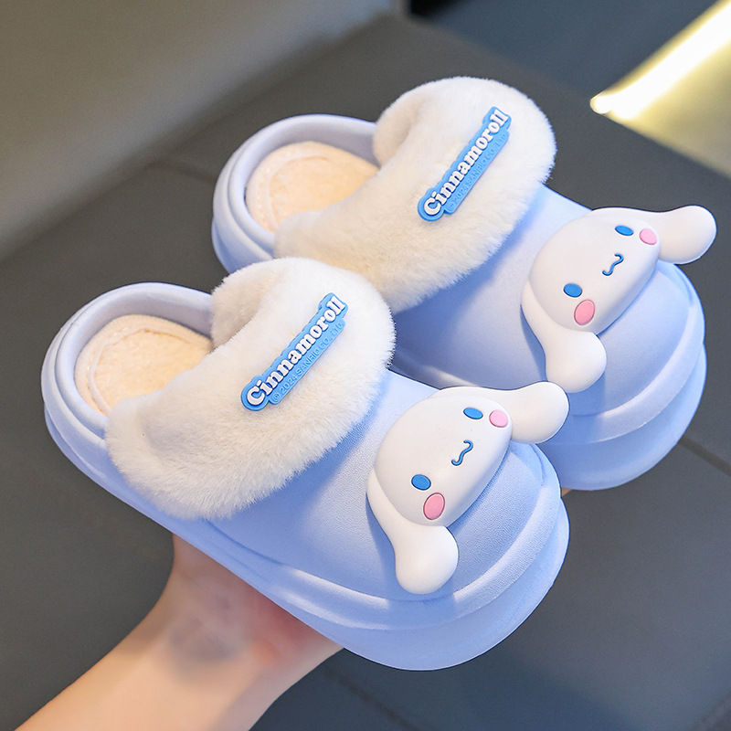 Sanliou zapatillas de algodón para niños de invierno para niños y niñas cálidas y pelusa para el hogar, bolsas de bebé, zapatos de talón de algodón