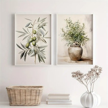 北欧素材水彩橄榄枝艺术印刷海报地中海壁画客厅卧室背景墙无框画