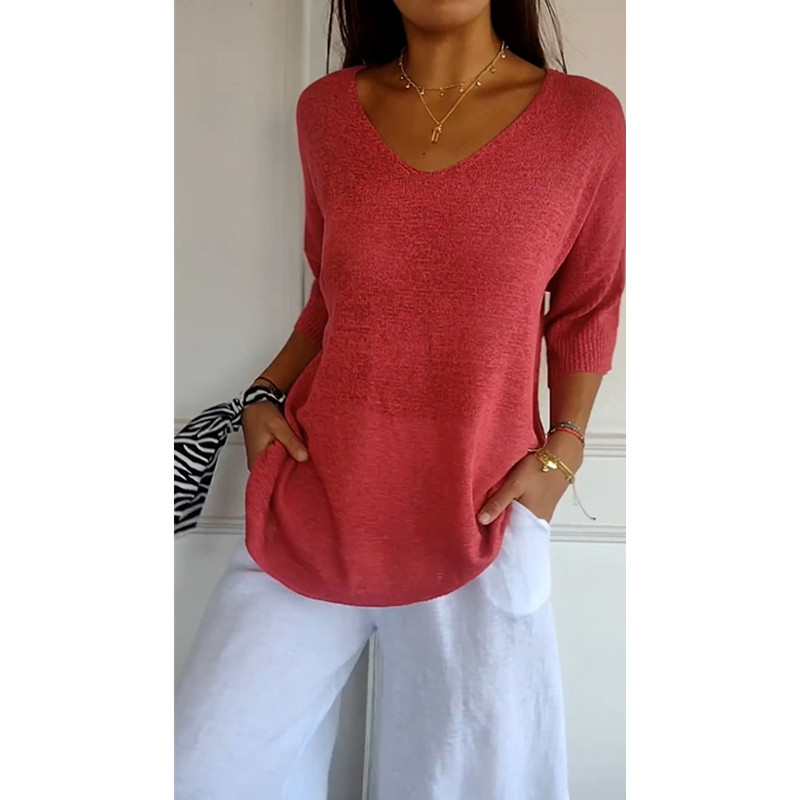 Women's Sweater 3/4 Length Sleeve Sweaters & Cardigans Simple Style Solid Color display picture 9