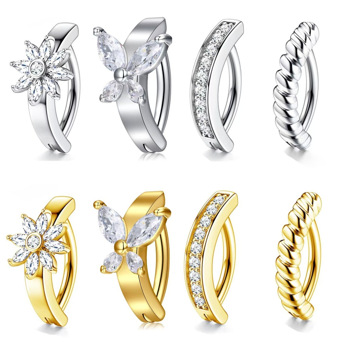 Sunflower Belly Button Ring With Diamond And Zircon Design_voghion.com