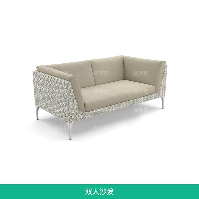 Conjunto de sofás para exteriores, muebles de esquina para patio o balcón, sofá de ratán para terraza de villa o solárium.