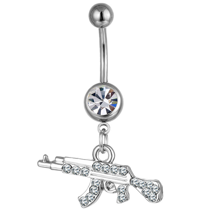 Wholesale Body Piercing Jewelry Gun-shaped Geometric Small Pendant Navel Ring display picture 5