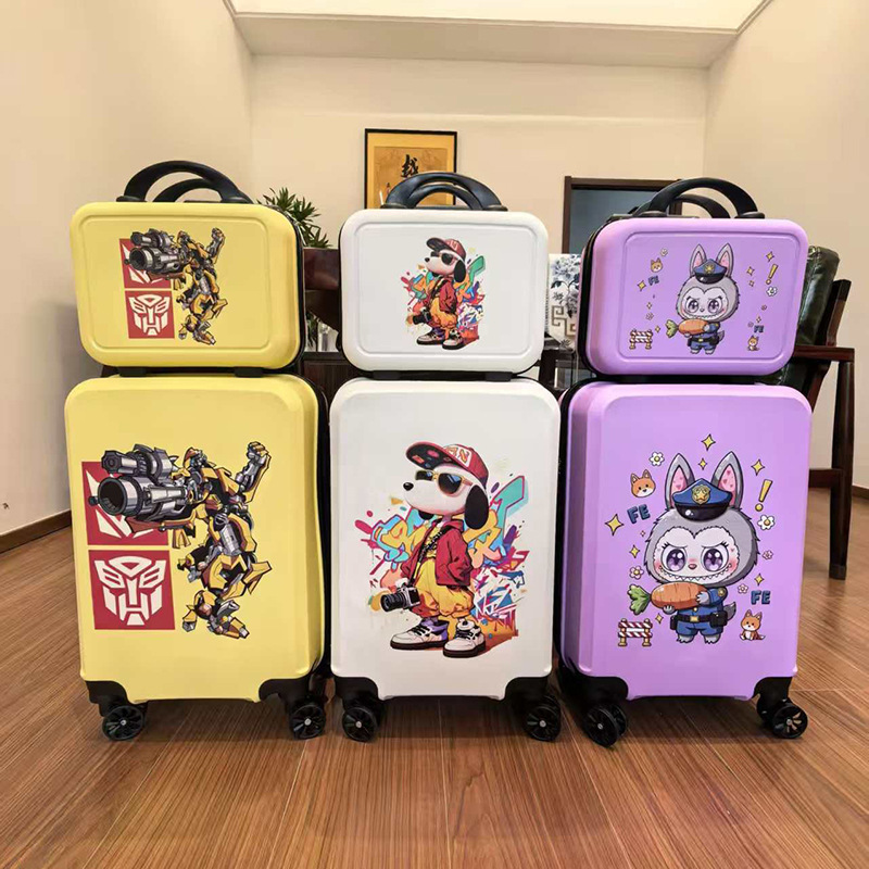 Gift Box Pattern Customized Cartoon Children's Suitcase 20inch Casual Travel Suitcase with Combination Lock and Trolley Handle