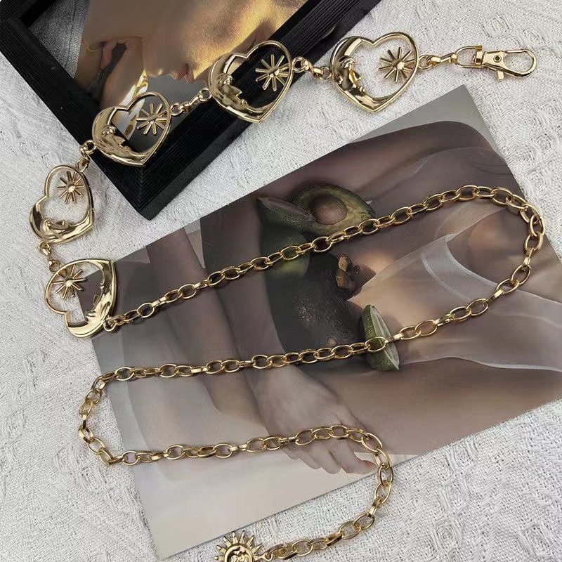 Love Metal Waist Chain Accessories Female Fashion Ins Heart-shaped Chain Belt Decoration With Skirt Wide Leg Pants Chain Summer display picture 1