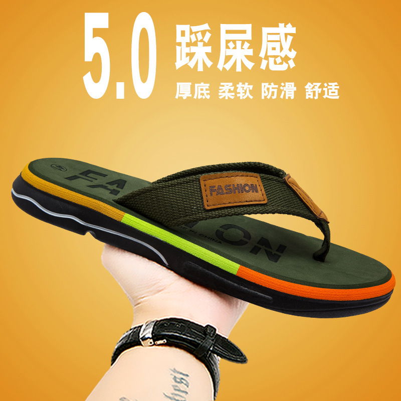 Zapatillas vietnamitas para hombres de verano anti-derrapante, zapatillas frías de fondo suave con sandalinas casuales de playa 45