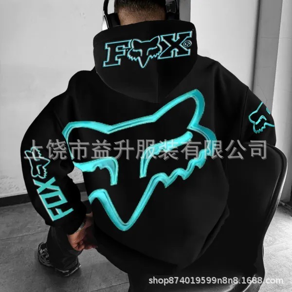 2025秋季新款 热销FOX狐狸跨境潮牌连帽卫衣男女秋冬款连帽衫|undefined