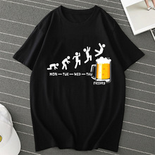 短袖2024外贸欧美 搞笑星期五啤酒印花男人t 恤衫嘻哈 t T-shirt