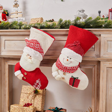 跨境圣诞袜红白针织老人雪人苹果袋糖果袋礼物袋儿童礼物圣诞袜