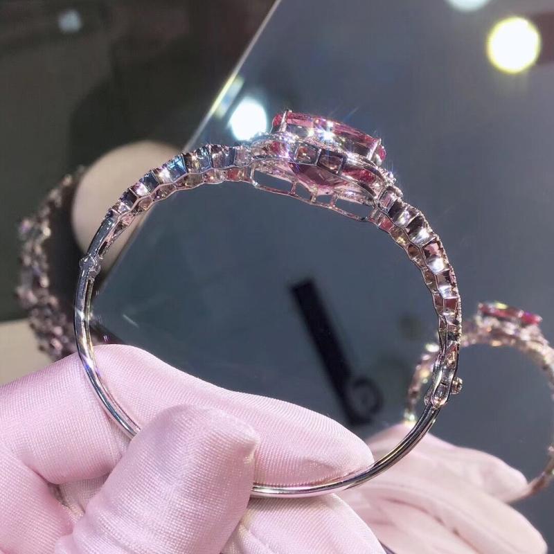 Luxus Nachahmung Natürliches Rosa Morganit Armband Diamant Luxus Schmuck Armband display picture 4