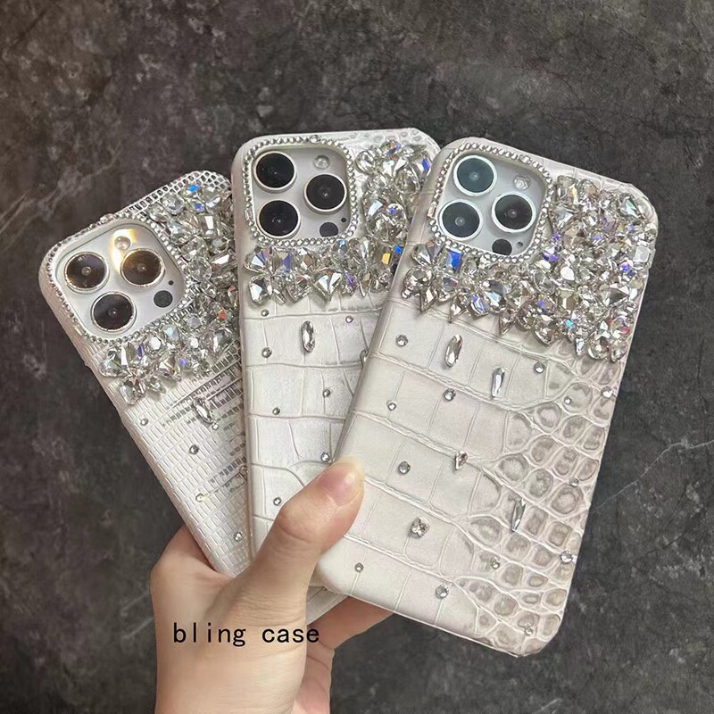 Light Luxury Rhinestone Flash Diamond Apple 15Promax/14Pro/13 Crocodile Pattern Leather 12/11/Xr Mobile Phone Case Light Luxury Rhinestone Flash Diamond Apple 15Promax/14Pro/13 Crocodile Pattern Leather 12/11/Xr Mobile Phone Case