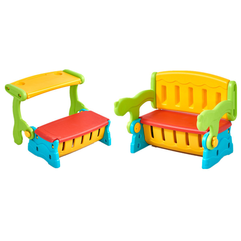 Fábrica directa mesa y silla para niños dos usos para niños pequeños mesas de aprendizaje en una silla de almacenamiento para bebés sofá 2 en 1 multifunción