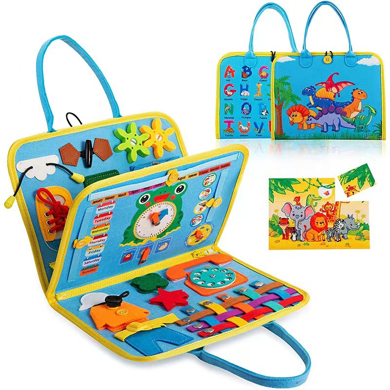 Tablero de aprendizaje de fieltro para niños, juguete para niños pequeños, libro de ejercicios, capacidad de aprendizaje, tablero de vestir, rompecabezas