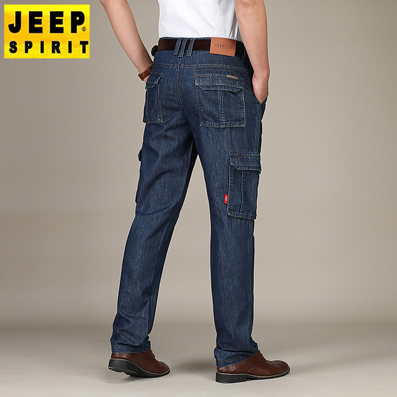 Spring/Summer New Men's Jeans, Straight-Leg, Loose-Fit, Workwear, Multi-Pocket, Outdoor Long Pants, All-Season, Mid-Waist 125 Spring/Summer New Men's Jeans, Straight-Leg, Loose-Fit, Workwear, Multi-Pocket, Outdoor Long Pants, All-Season, Mid-Waist 125