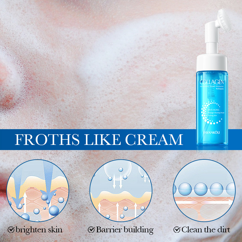 Volledige Engelse FAYANKOU Collageen Anti-Rimpel Reparatie Massage Reinigende Mousse Gezichtsreiniger_voghion.com