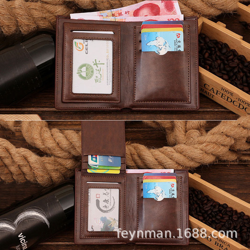 New crocodile pattern men's short wallet men's business casual card holder large capacity PU simulated leather wallet