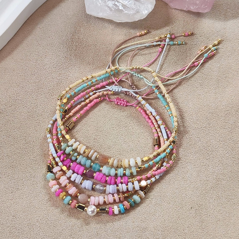 Simple Girl's Best Friend Hand Rope Ins Style Colorful Shell All-match Miyuki Rice Beads Hand-woven Beaded Bracelet