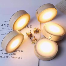 实木发光底座无线充电小夜灯触摸LED水晶酒瓶鱼缸杯垫小台灯摆件