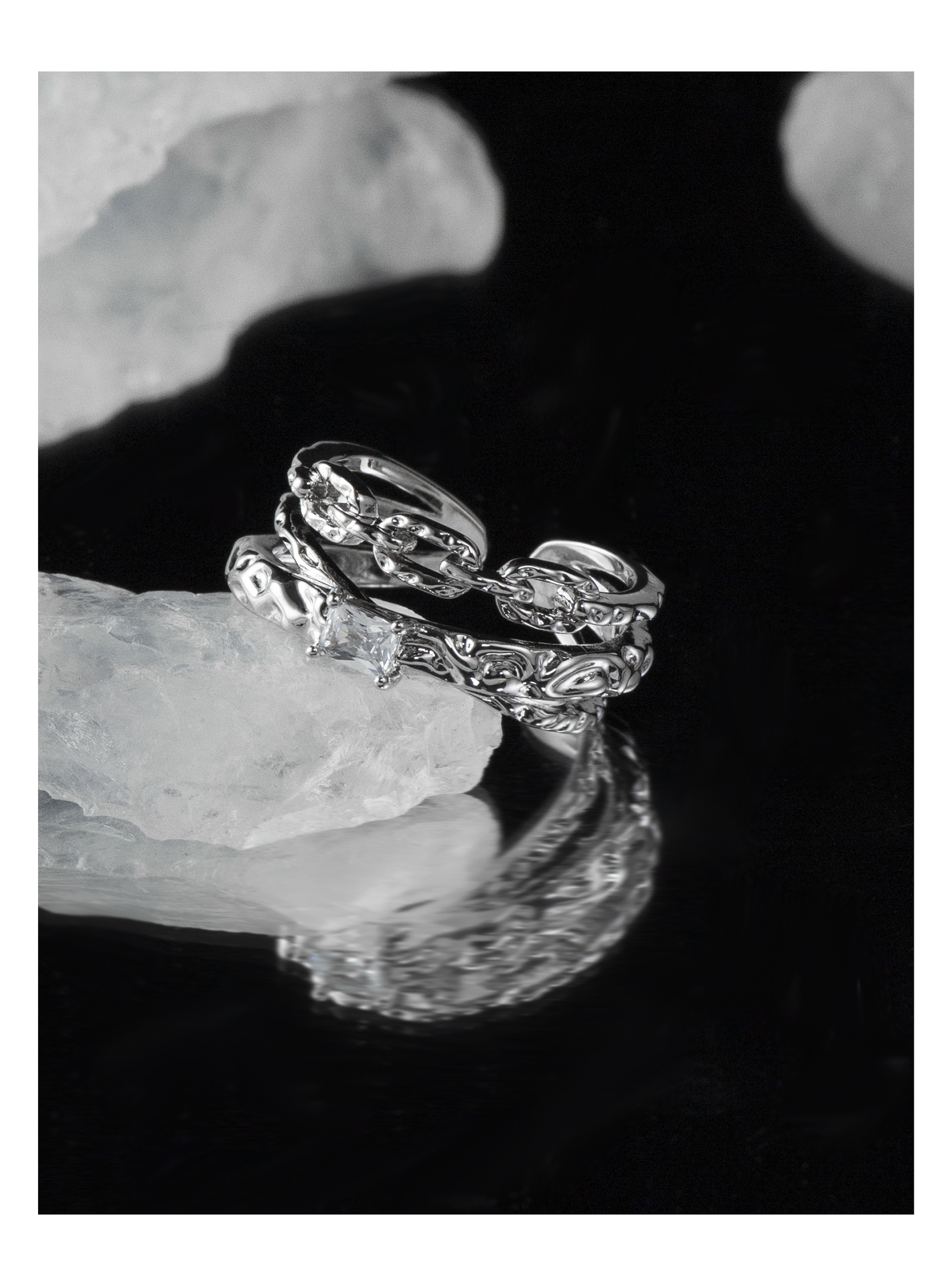 Fashion Geometric Copper Plating Zircon Open Ring