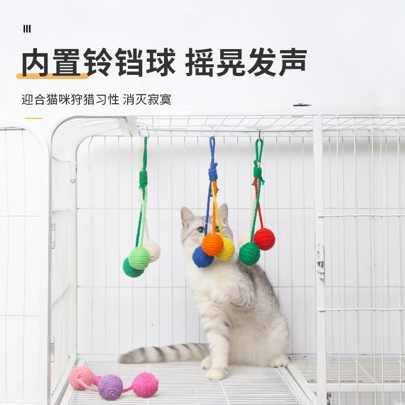 Вы можете повесить веревочную кошачью игрушку-мяч из канатов для кота, взаимодействовать с беззубым самоподразнивающимся котом-шариком, кот хватает мяч, шлифует зубы, товары для питомцев