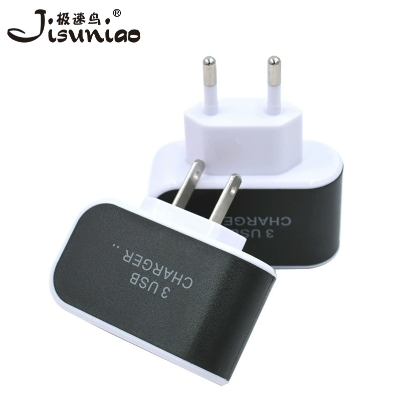 USB сетевое зарядное устройство Candy, 3 порта 5V/2A, вилки US & EU, индикатор LED, мультицвет