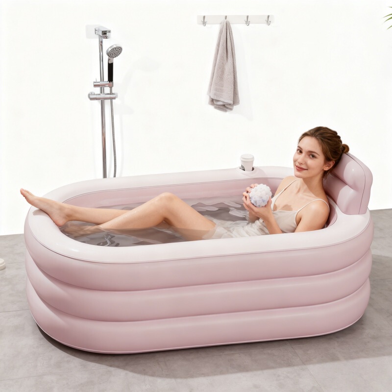 【Direct from Manufacturer】Foldable Insulated Inflatable Bathtub for Adults, Pink Bathing Tub for Girls, Bathroom Bathing Tub