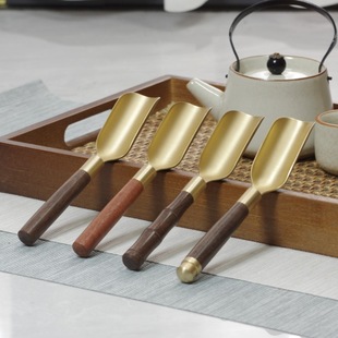 Pure Titanium Tea Spoon, Rosewood Kung Fu Tea Set, Brass Wooden Teaspoon Set, Bamboo Tea Scoop, Tea Brewing Tools, Tea Cake Divider