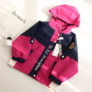 Girls' Coat Spring and Autumn 2025 New Arrival Western Style Children's Thin Jacket Girl's Hooded Windproof Zipper Shirt
