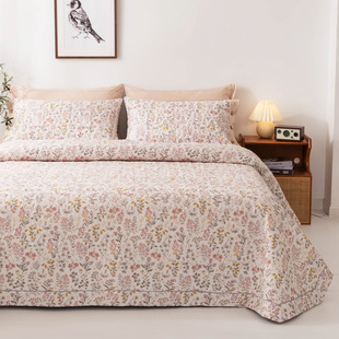 Double-sided Cotton Floral Bed Cover Single-piece Cotton Quilted Pad Three-piece Set Tatami Bed Sheet American Style Quilting Channel