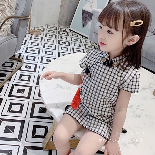 Girls' qipao dress  new summer wear little girl summer style Hanfu Tang suit children stylish one-piece dress 5599