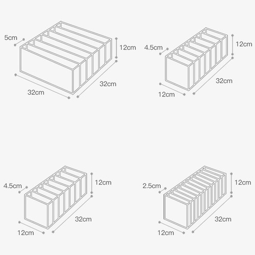 4-piece mesh storage box underwear storage box socks bra panties drawer-type divided wardrobe organization grid
