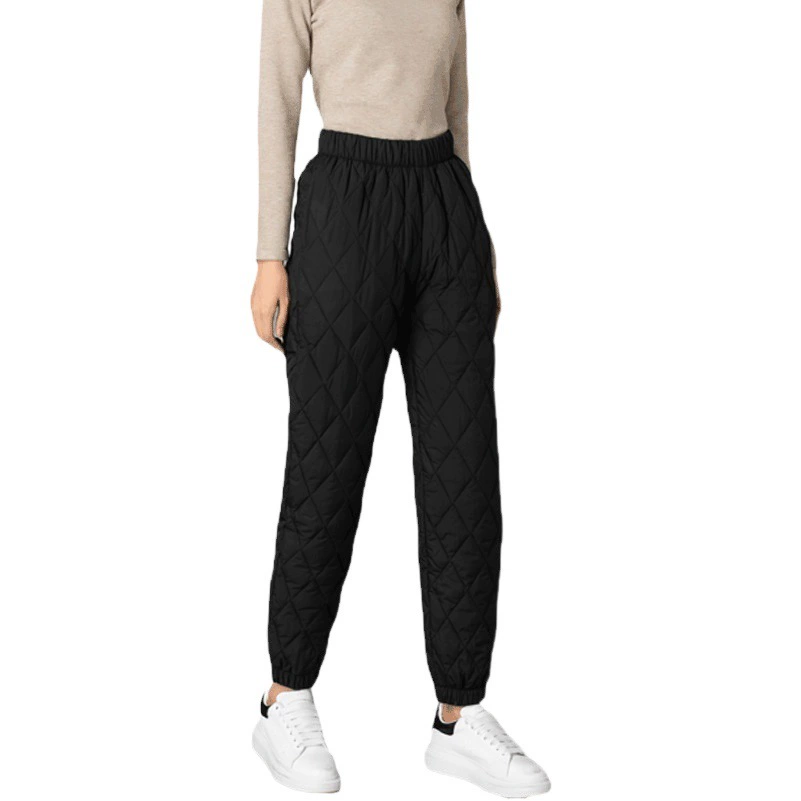 Легкие, теплые, повседневные и универсальные хлопковые брюки для женщин, зимняя верхняя одежда, новинка 2025 года, с высокой талией, с манжетами, больших размеров, утепленные хлопковые брюки для защиты от холода.