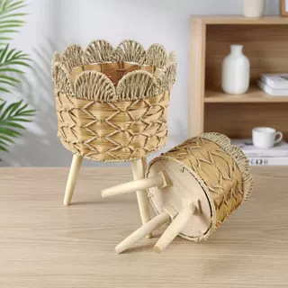 Cesta de Flores Decorativa Tejida a Mano de Cuerda de Papel para Sala de Estar y Oficina image 59
