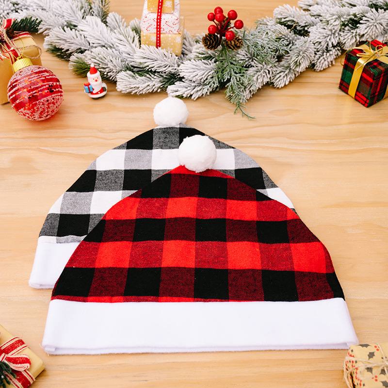 Christmas decorations Red and black check car chair cover thickened car chair back cover headrest cover cushion cover_voghion.com