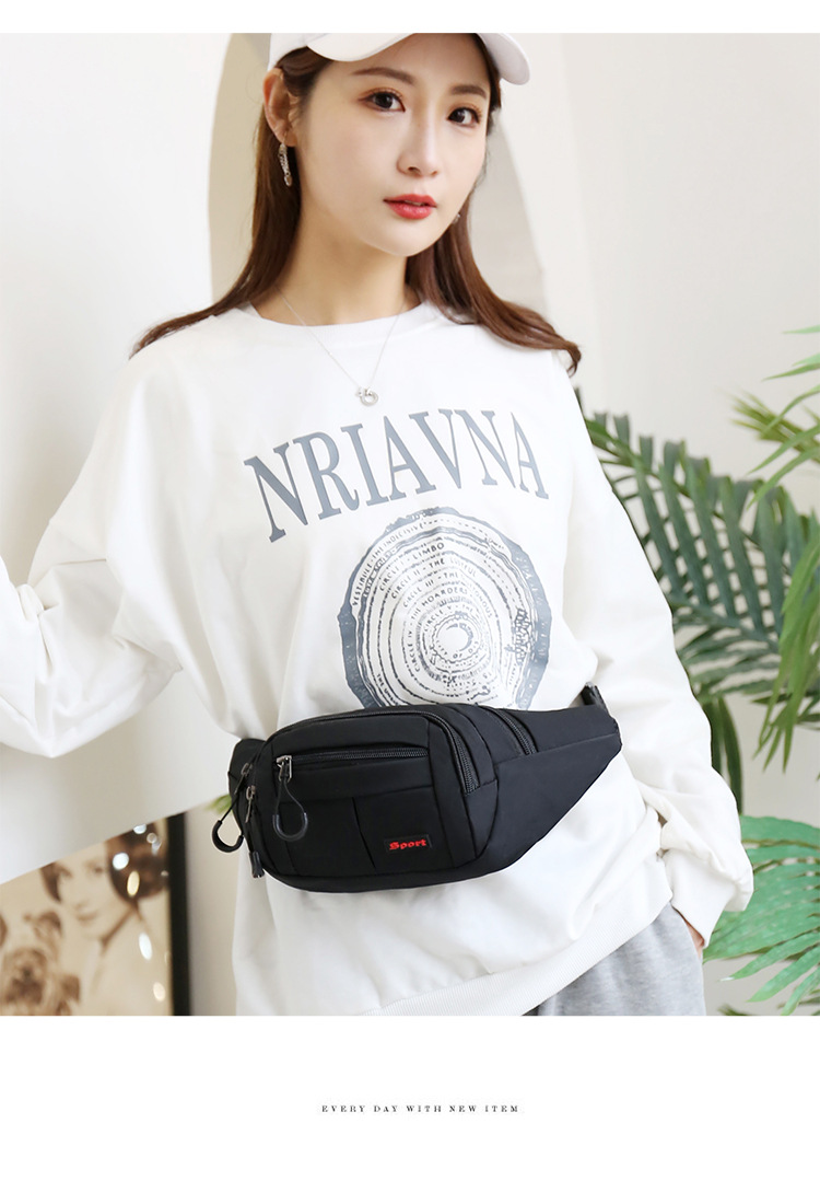 Nylon fashionable sports waist bag, multi-functional fitness crossbody chest bag, outdoor cycling close-fitting mobile phone anti-theft waist bag undefined