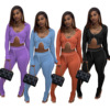 A3299 Amazon Europe and America new pattern Women's wear Hang Article personality Car line Exposed Split ends Bell-bottoms sexy suit