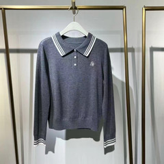 诗**黎女装2025冬装新款时尚百搭POLO领针织衫套头毛衣3GA132101