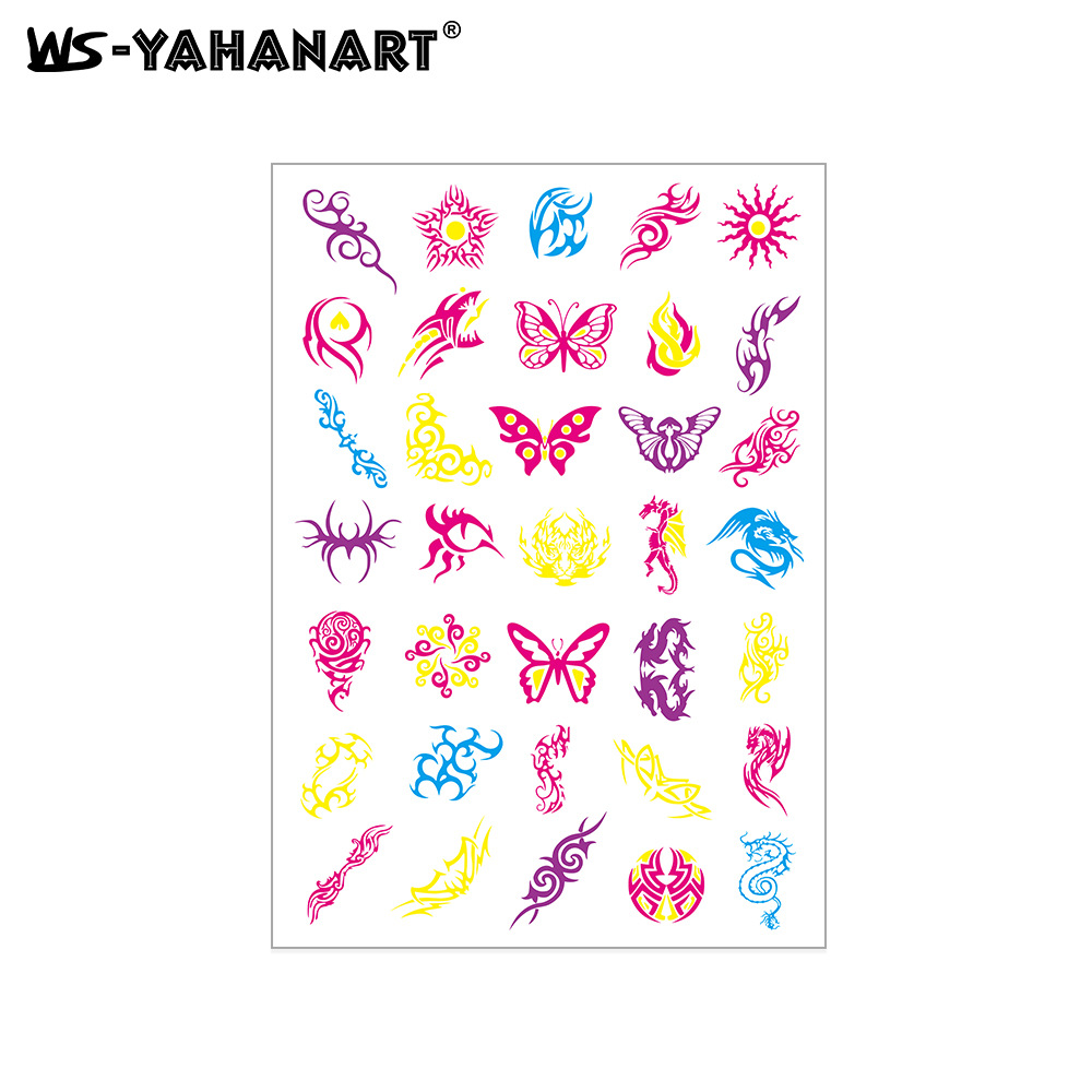 Tatuajes Temporales Fluorescentes para Brazo de Papel de Transferencia de Agua, Impermeable para Halloween