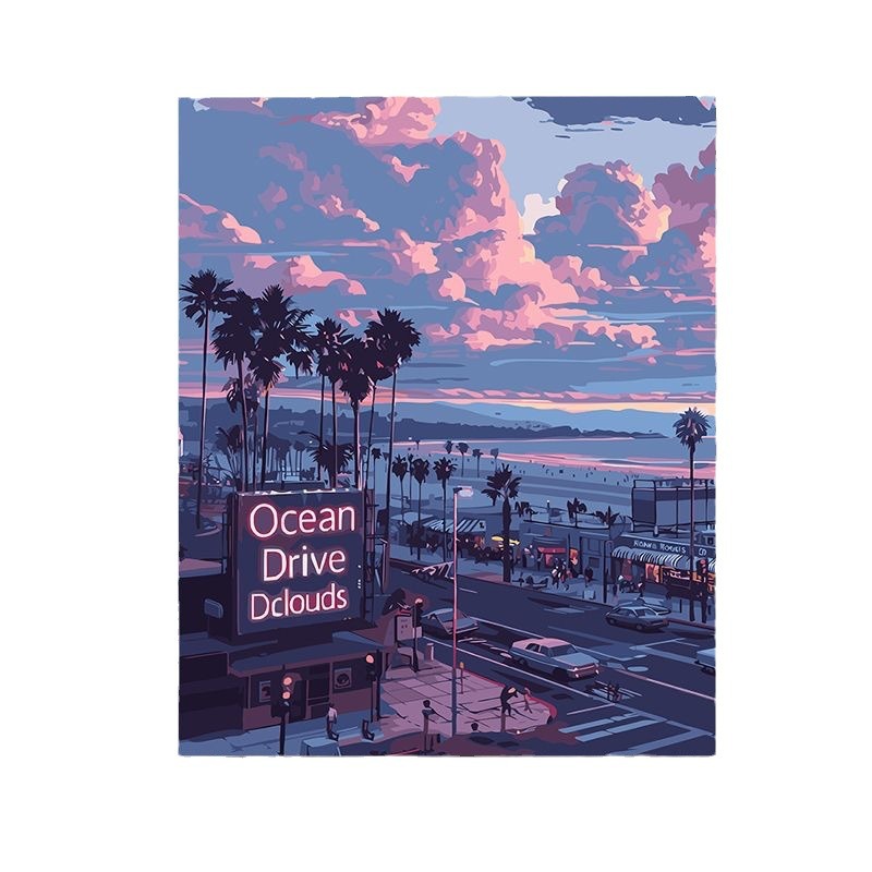 Diy pintura digital al óleo frente al mar verano hecha a mano Diy pinturas acrílicas curadas pinturas decorativas de la sala de estar